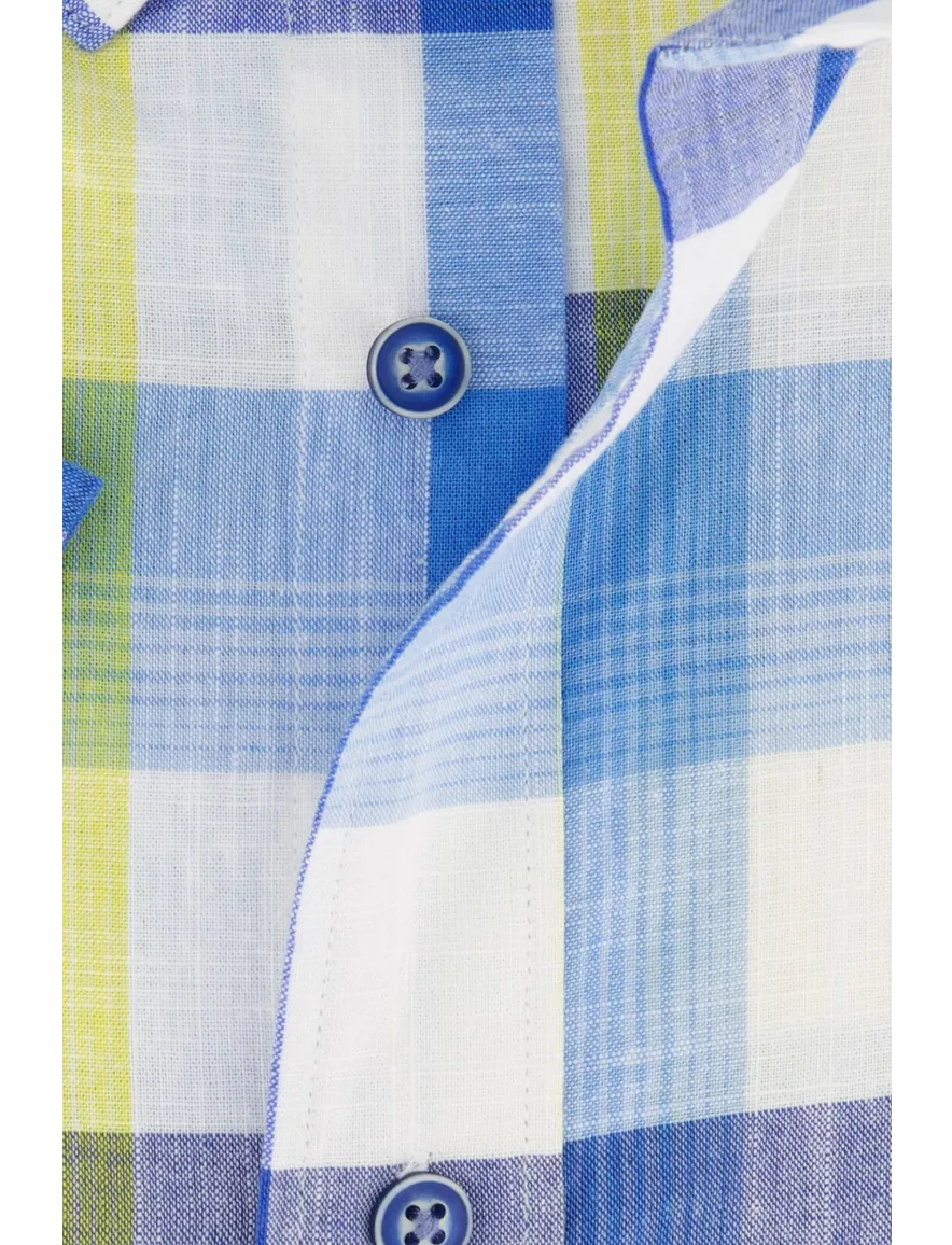 Giordano overhemd blauw geel geruit