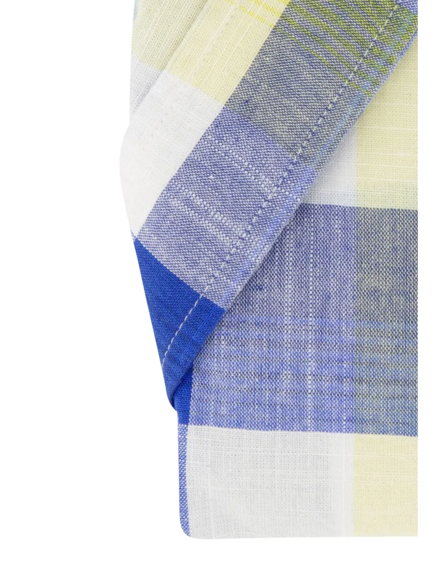 Giordano overhemd blauw geel geruit