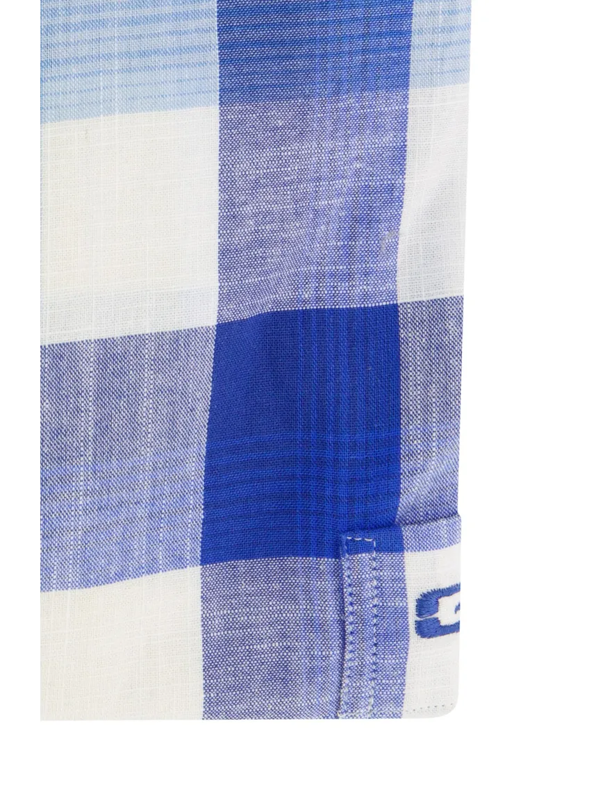 Giordano overhemd blauw geel geruit