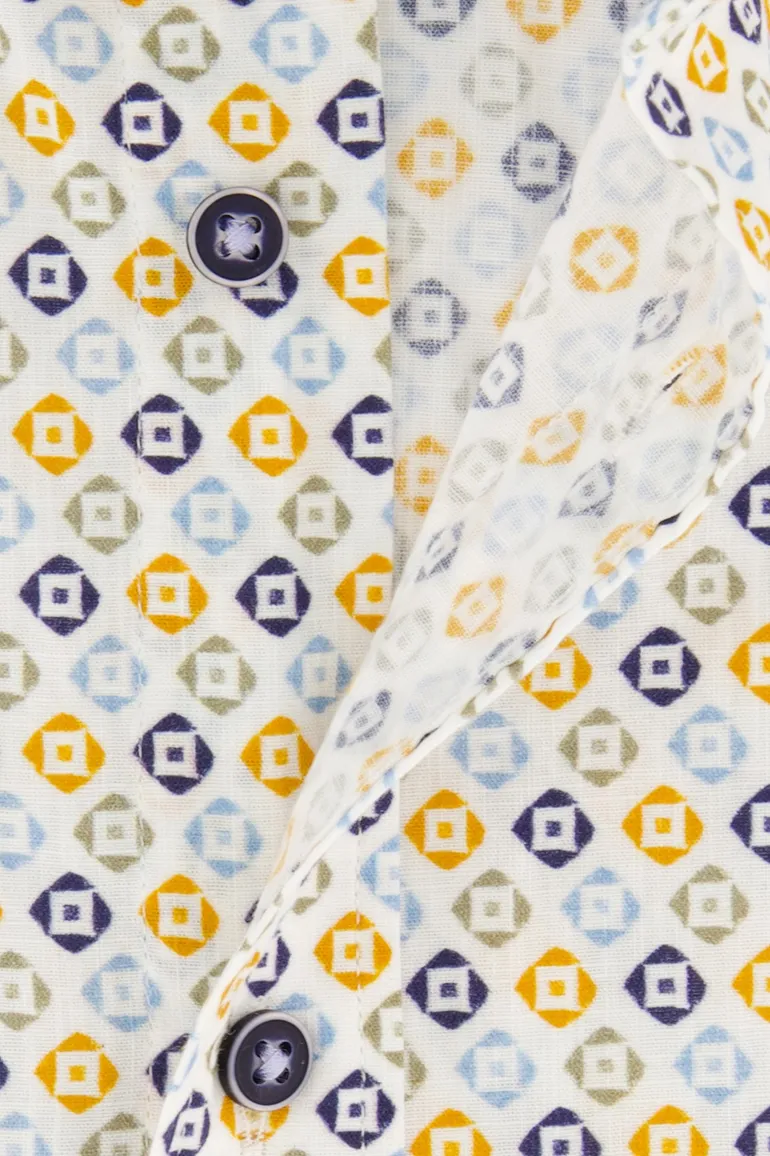 casual overhemd Giordano blauw geprint katoen normale fit