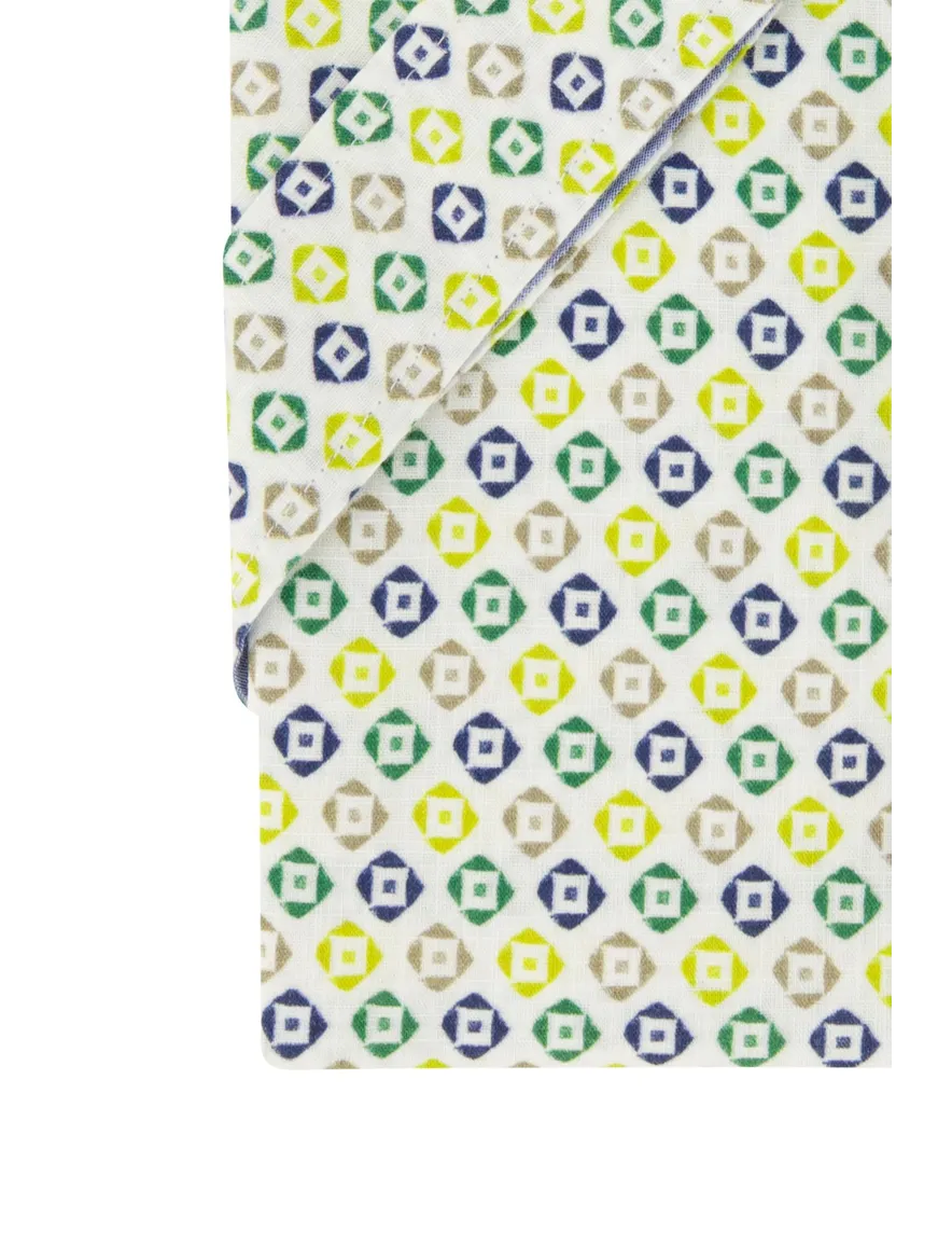 Giordano casual overhemd korte mouw normale fit groen geprint katoen