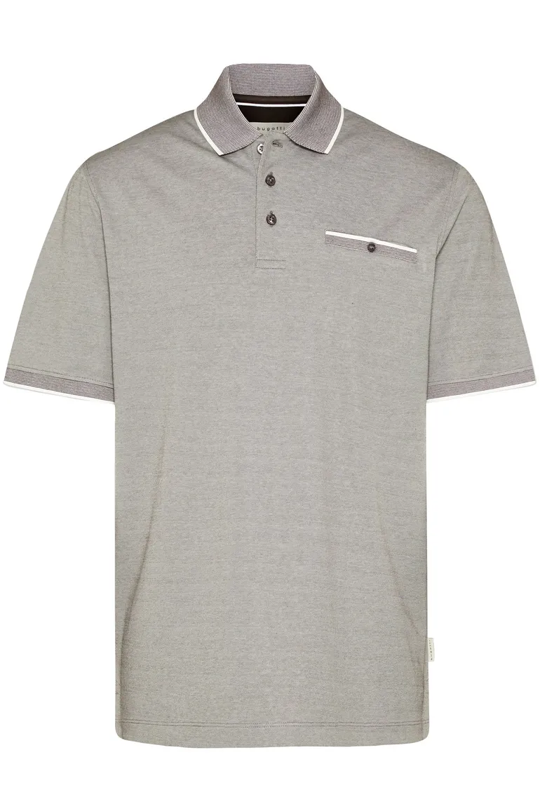 Bugatti poloshirt grijs effen