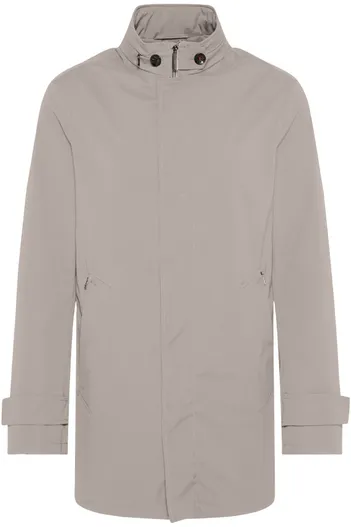 Bugatti Bugatti lange tussenjas beige effen rits + knoop wijde fit