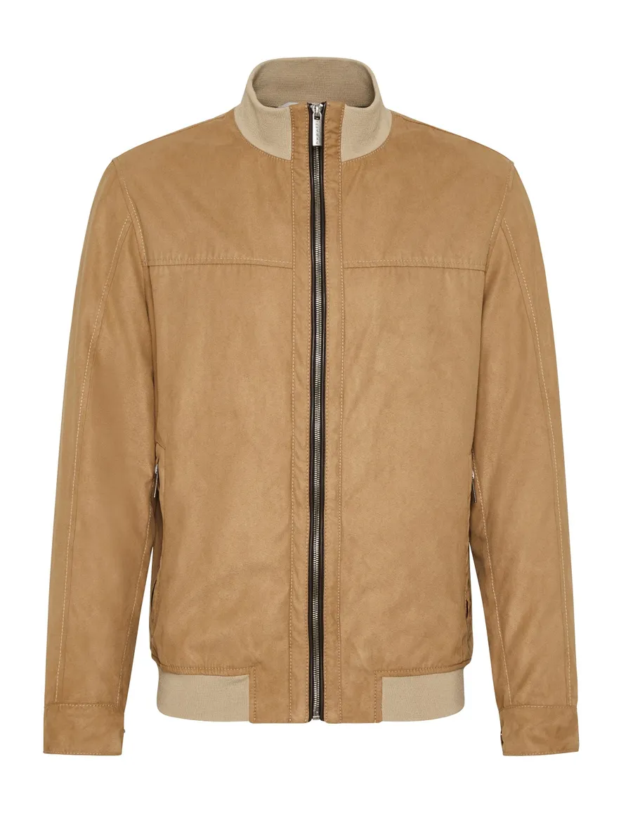 tussenjas Bugatti camel wijde fit effen rits