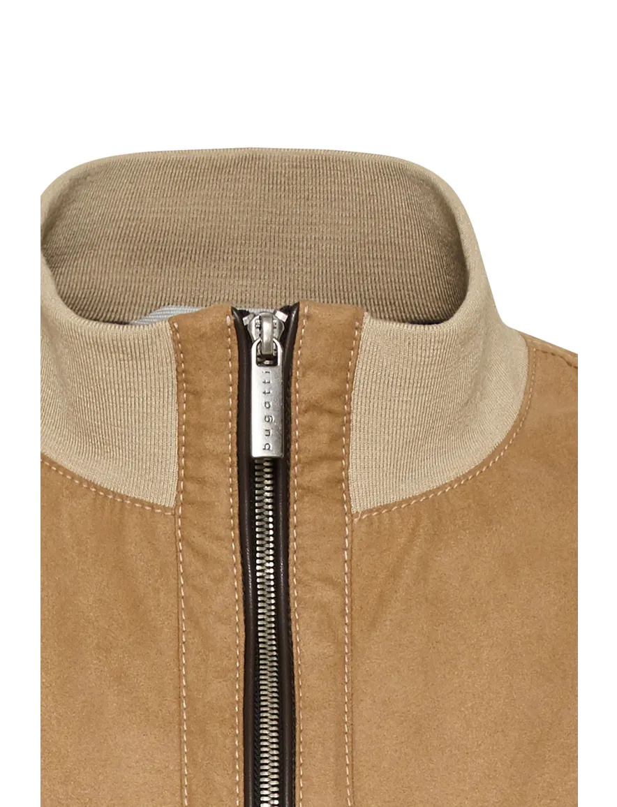 tussenjas Bugatti camel wijde fit effen rits