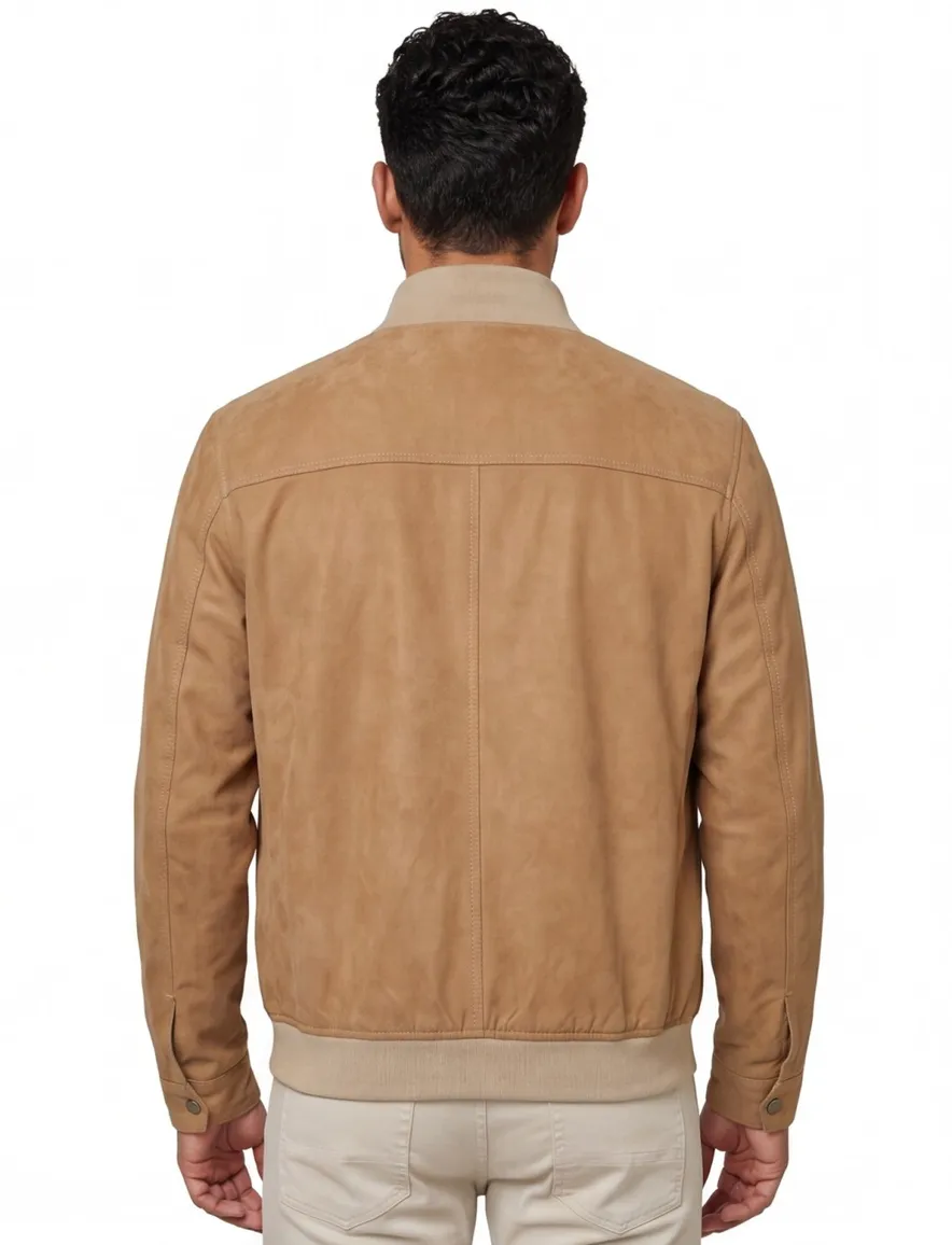 tussenjas Bugatti camel wijde fit effen rits