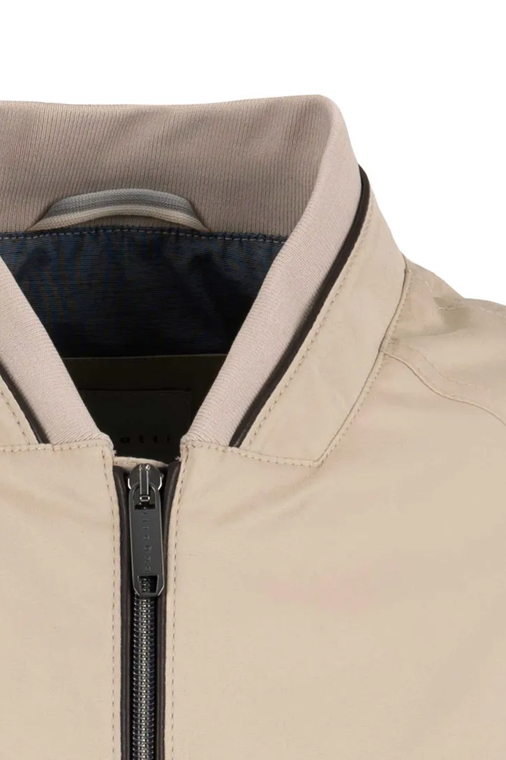 Bugatti tussenjas beige wijde fit effen rits met zakken