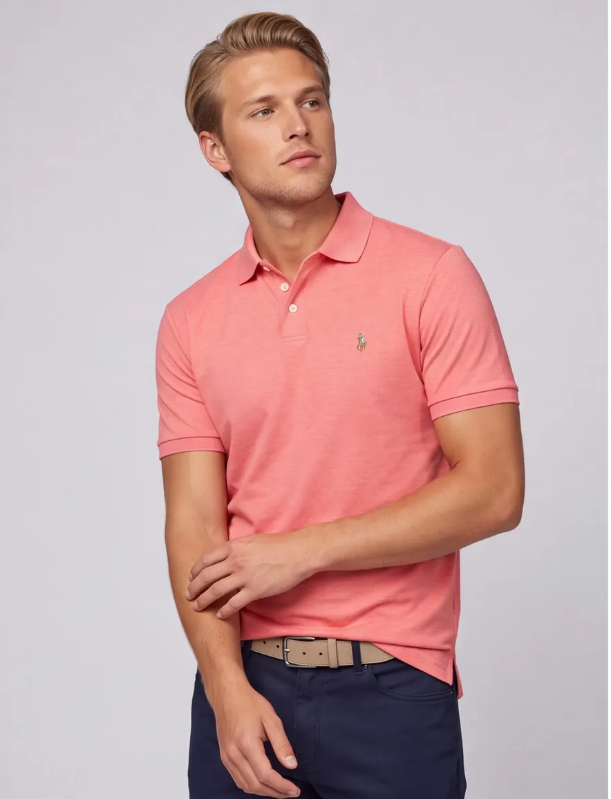 Polo Ralph Lauren polo normale fit roze effen katoen korte mouwen