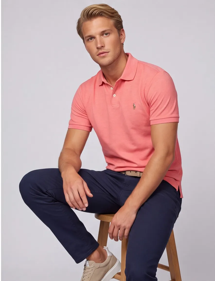 Polo Ralph Lauren polo normale fit roze effen katoen korte mouwen