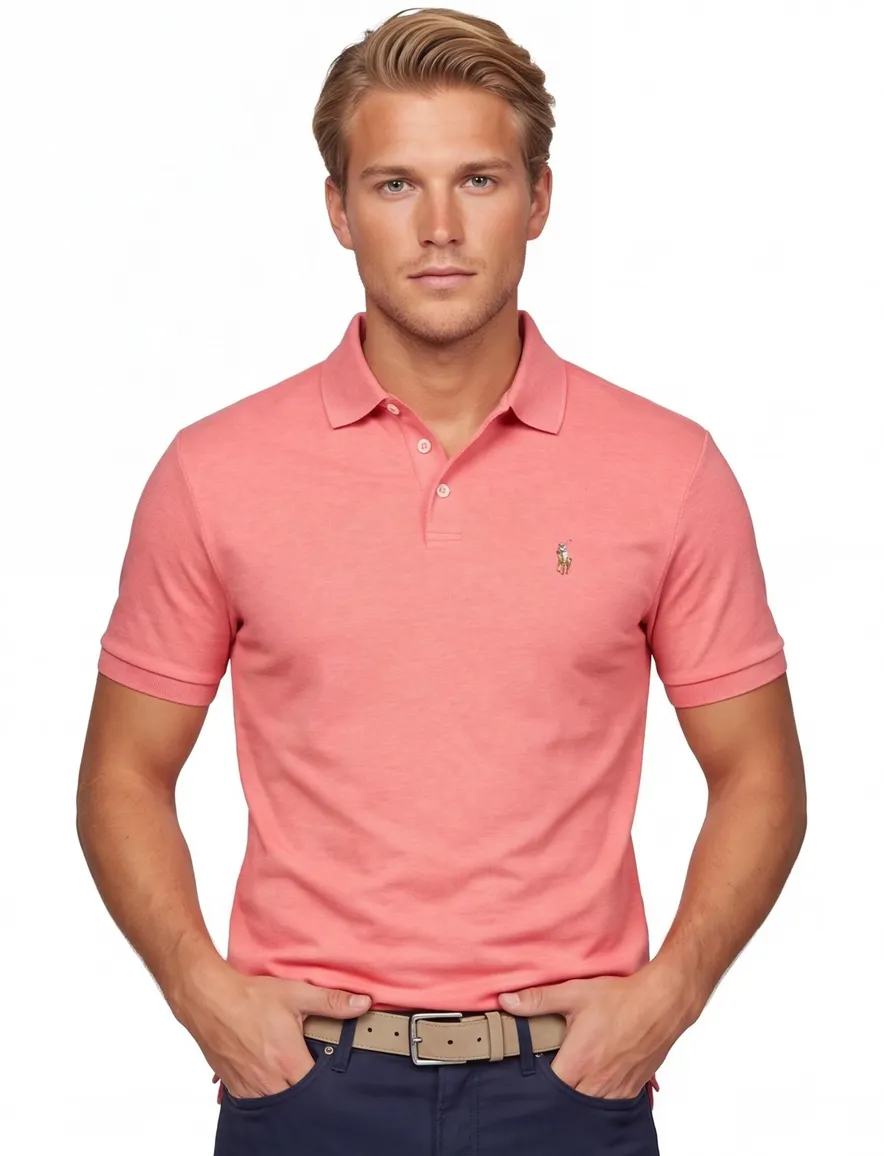 Polo Ralph Lauren polo normale fit roze effen katoen korte mouwen