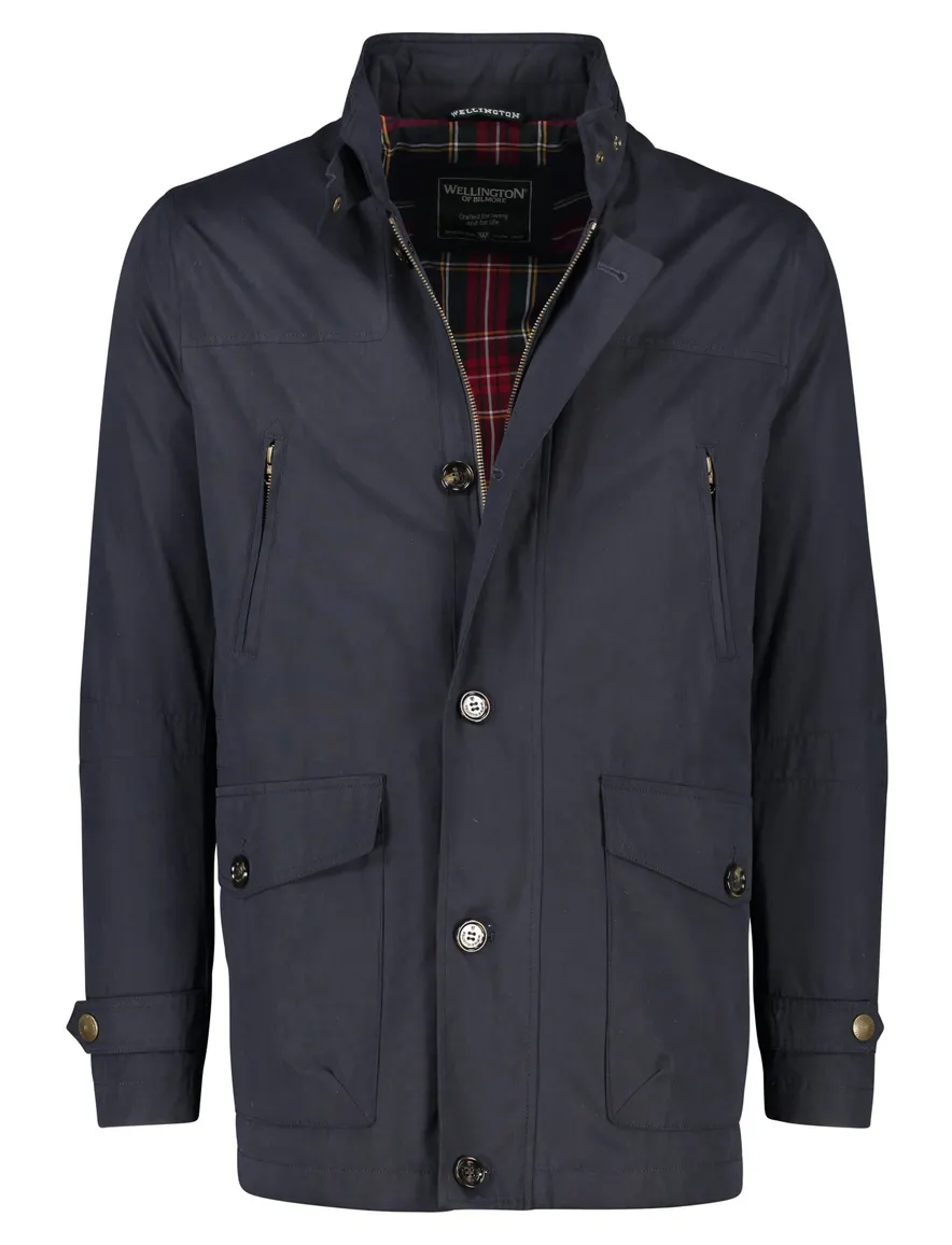 Wellington of Bilmore tussenjas donkerblauw waterafstotend effen rits + knoop normale fit