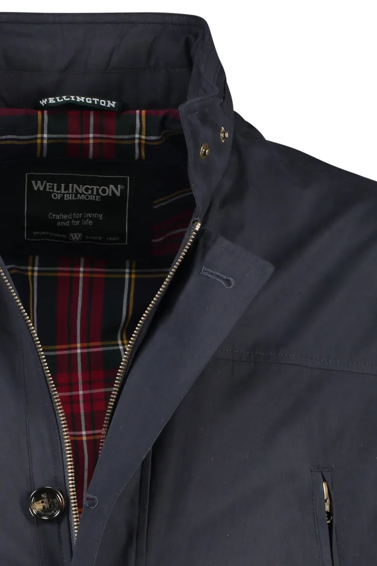 Wellington of Bilmore tussenjas donkerblauw waterafstotend effen rits + knoop normale fit