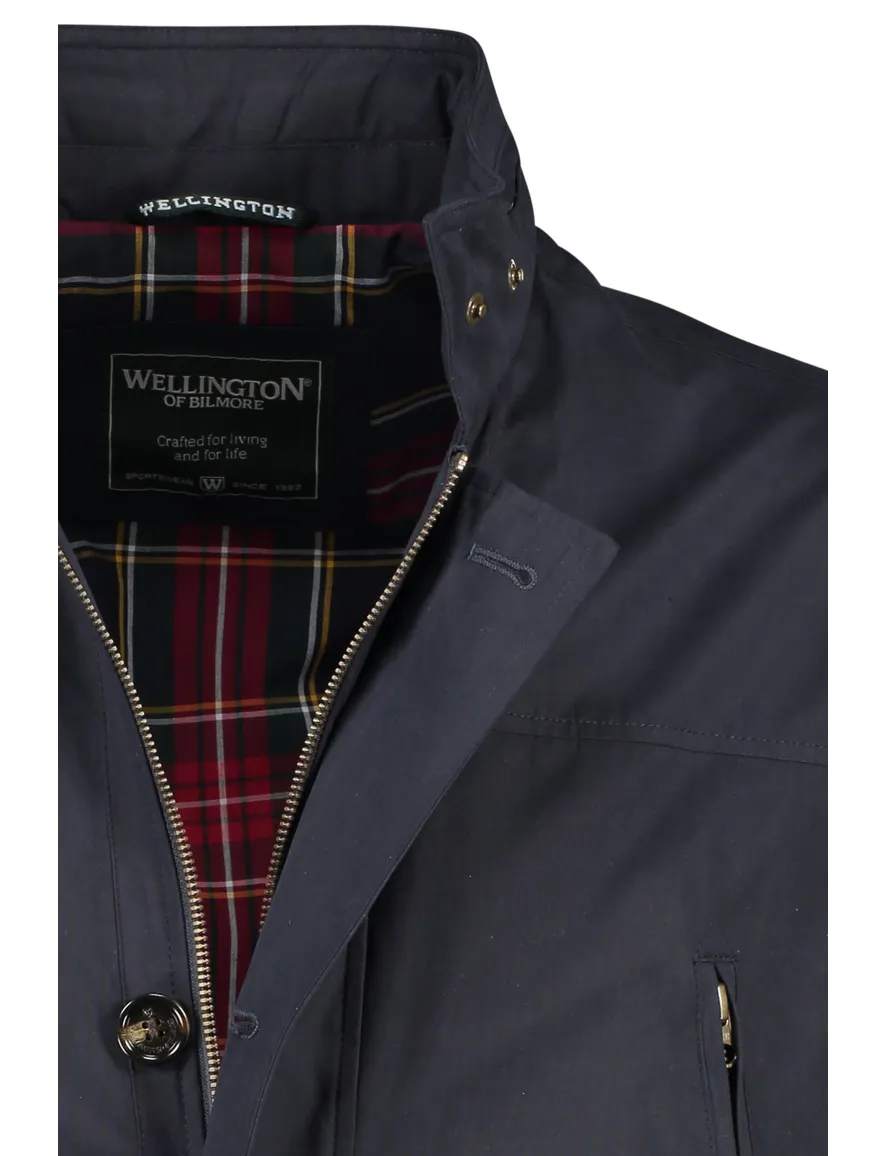 Wellington of Bilmore tussenjas donkerblauw waterafstotend effen rits + knoop normale fit
