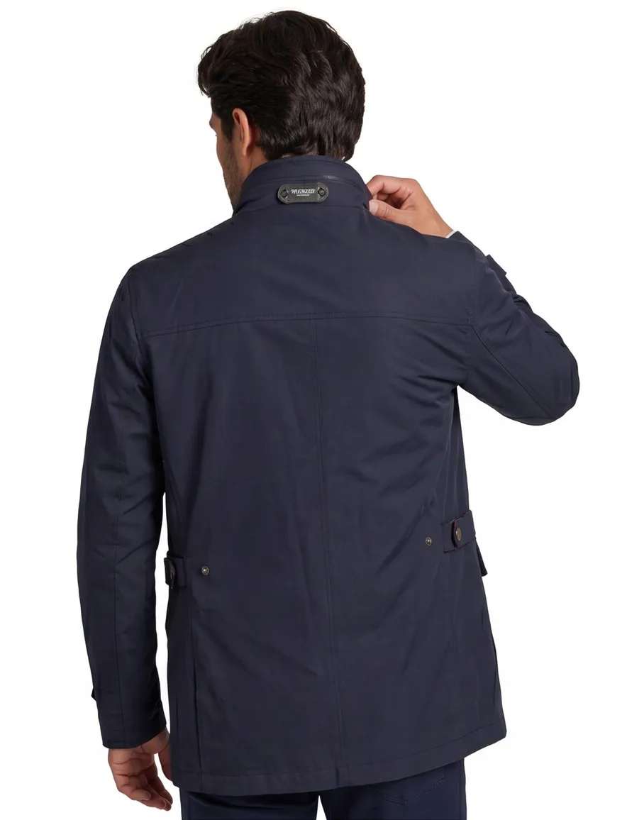 Wellington of Bilmore tussenjas donkerblauw waterafstotend effen rits + knoop normale fit