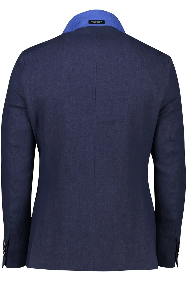 Wellington of Bilmore colbert navy effen linnen normale fit