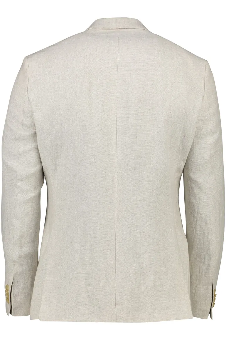 Wellington of Bilmore colbert beige effen linnen normale fit