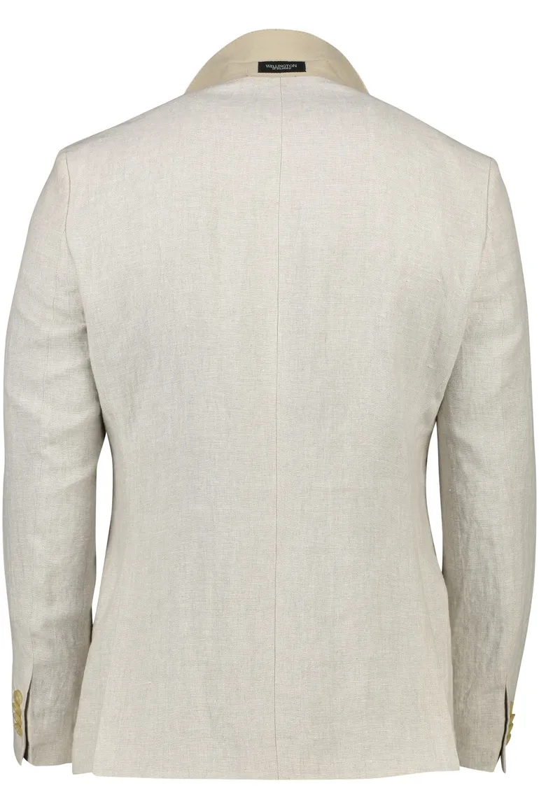 Wellington of Bilmore colbert beige effen linnen normale fit