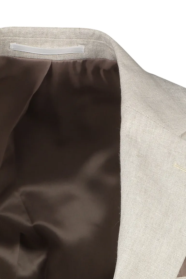 Wellington of Bilmore colbert beige effen linnen normale fit