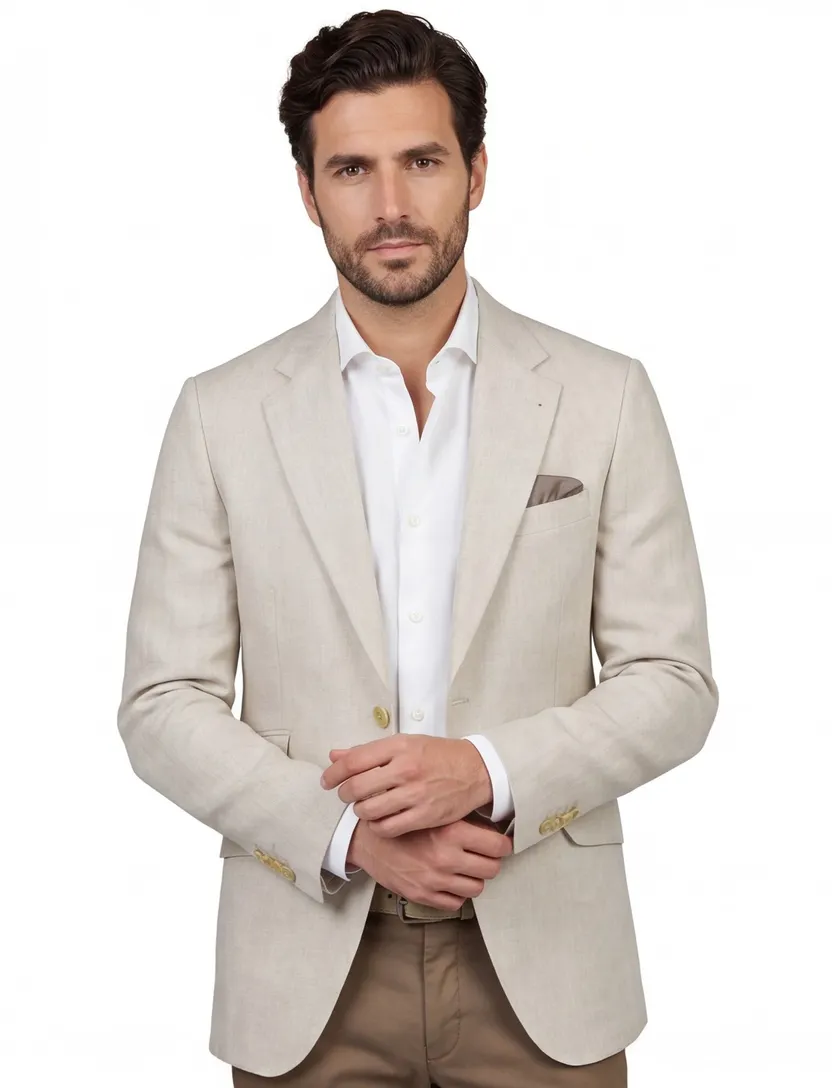 Wellington of Bilmore London SO colbert beige effen linnen normale fit