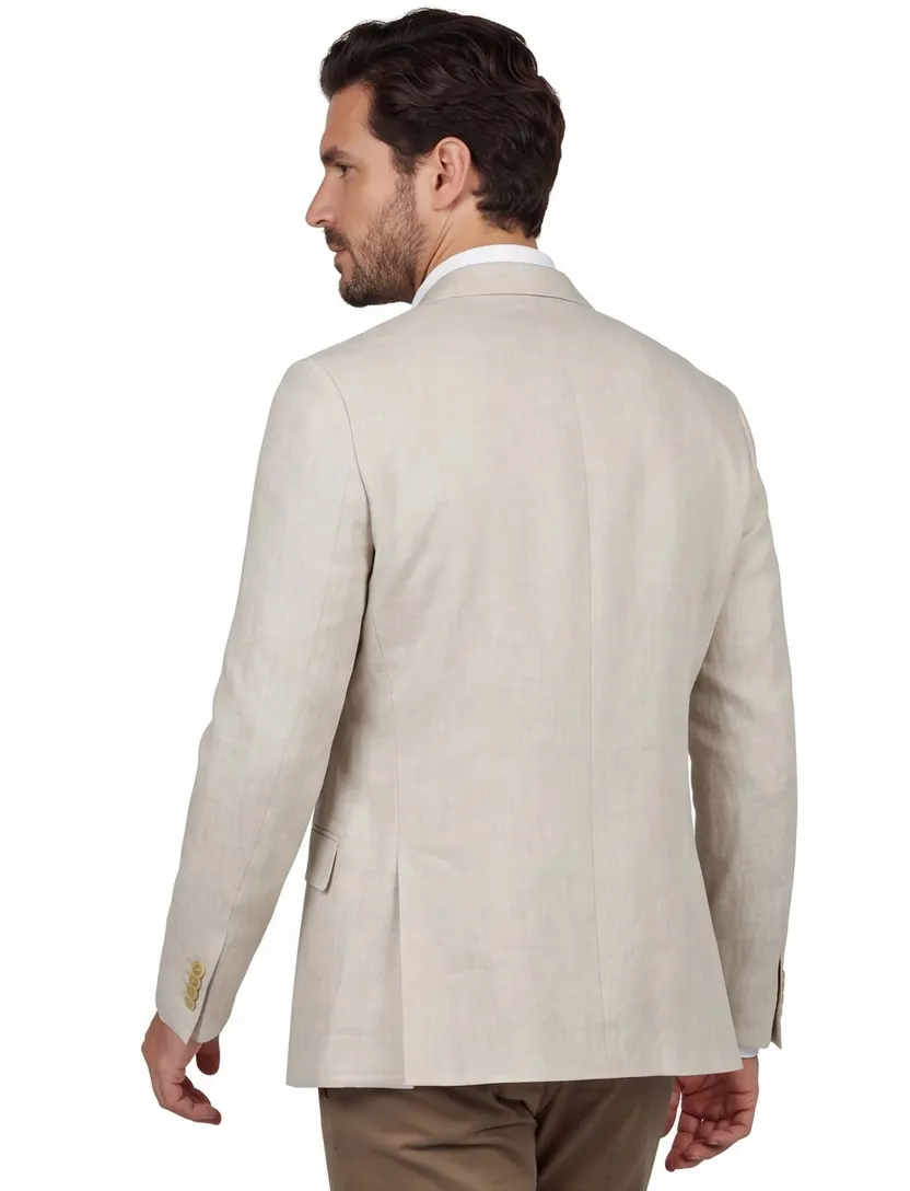 Wellington of Bilmore London SO colbert beige effen linnen normale fit