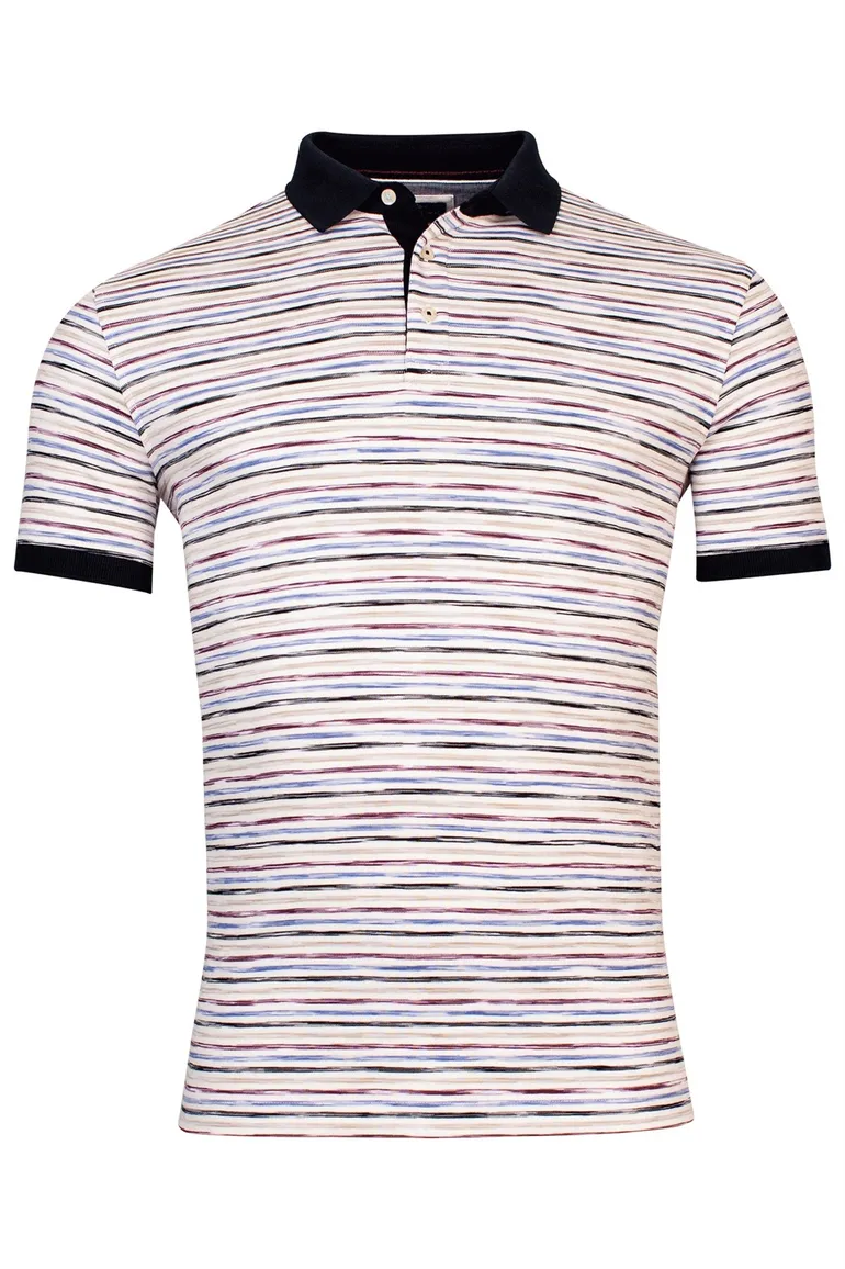 Baileys polo normale fit paars gestreept katoen