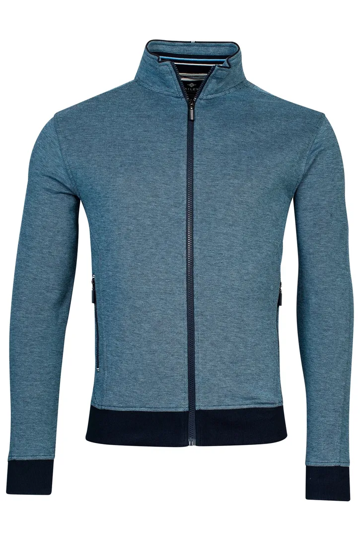 Baileys vest opstaande kraag blauw rits effen met zakken