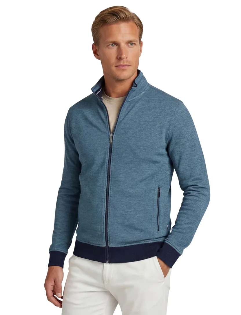 Baileys vest opstaande kraag blauw rits effen met zakken
