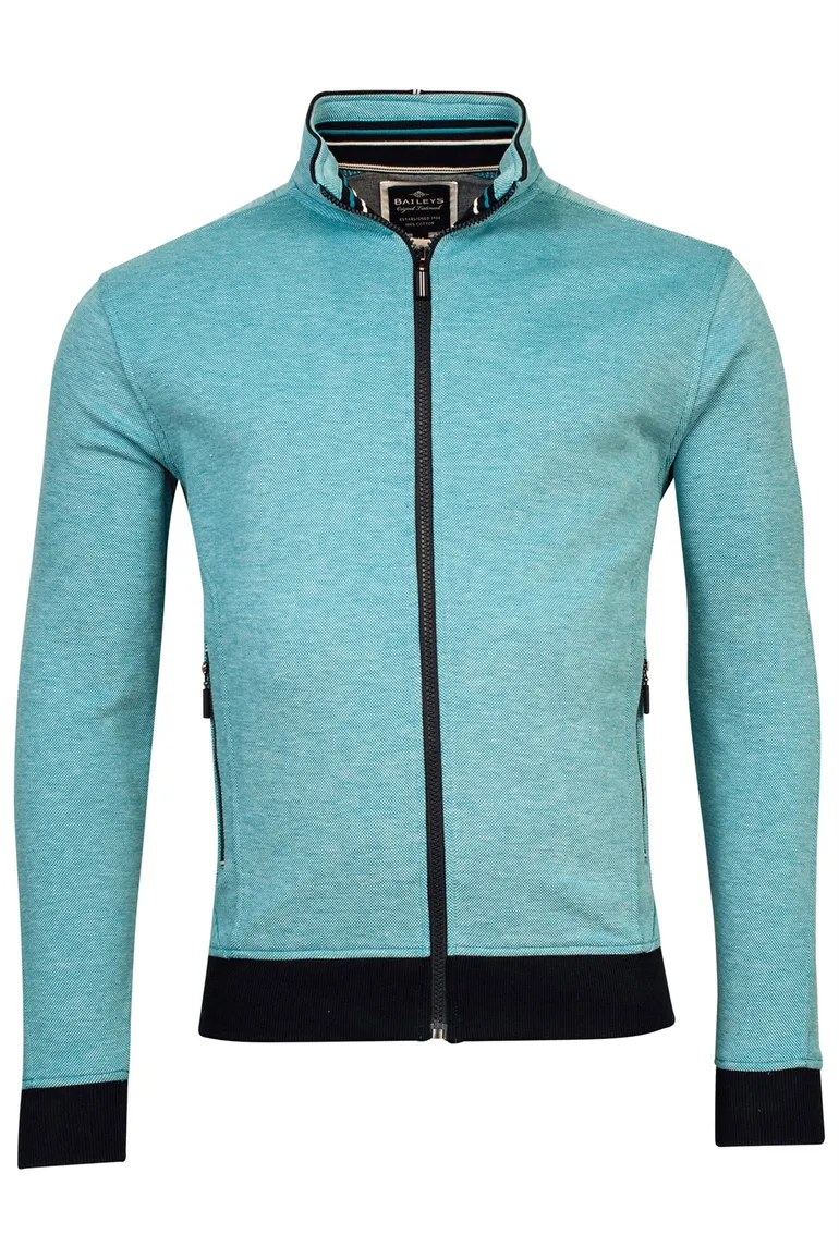 Baileys vest opstaande kraag turquoise rits effen 100% katoen