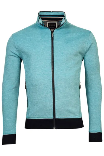Baileys Baileys vest opstaande kraag turquoise rits effen katoen met zakken