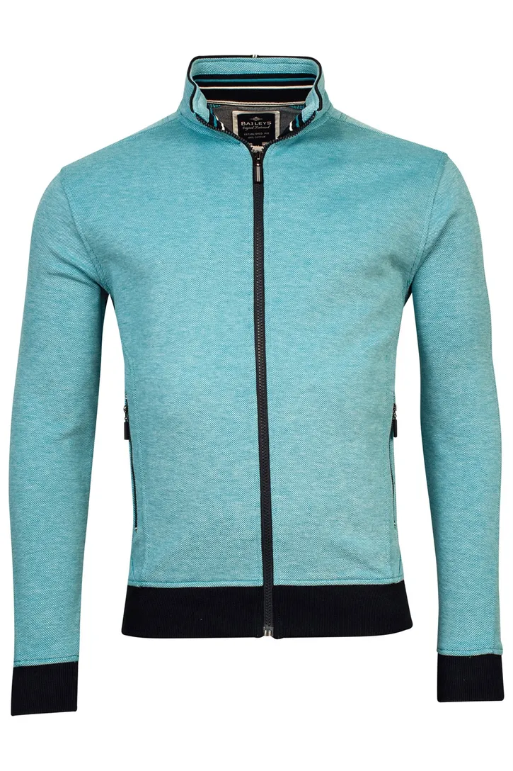 Baileys vest opstaande kraag turquoise rits effen katoen met zakken