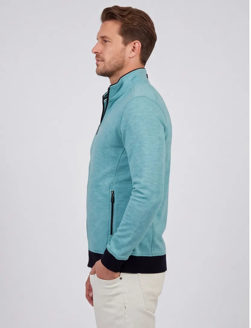 Baileys vest opstaande kraag turquoise rits effen katoen met zakken