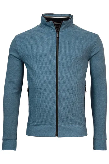Baileys Baileys vest opstaande kraag blauw rits effen zakken