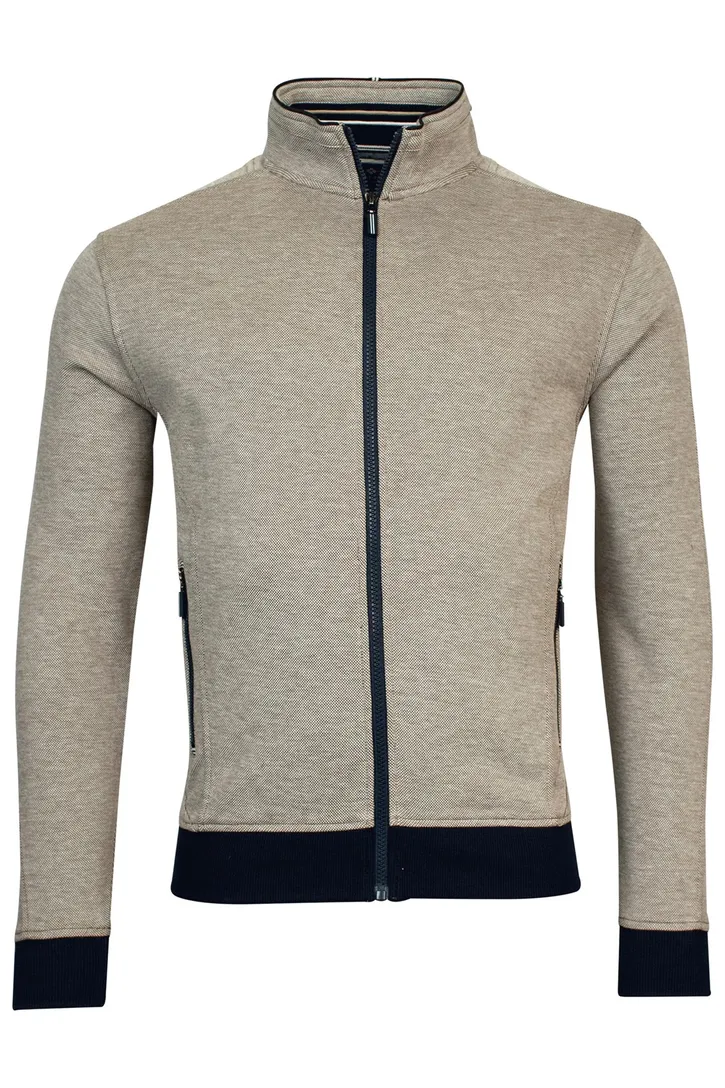 Baileys vest opstaande kraag beige rits effen 100% katoen