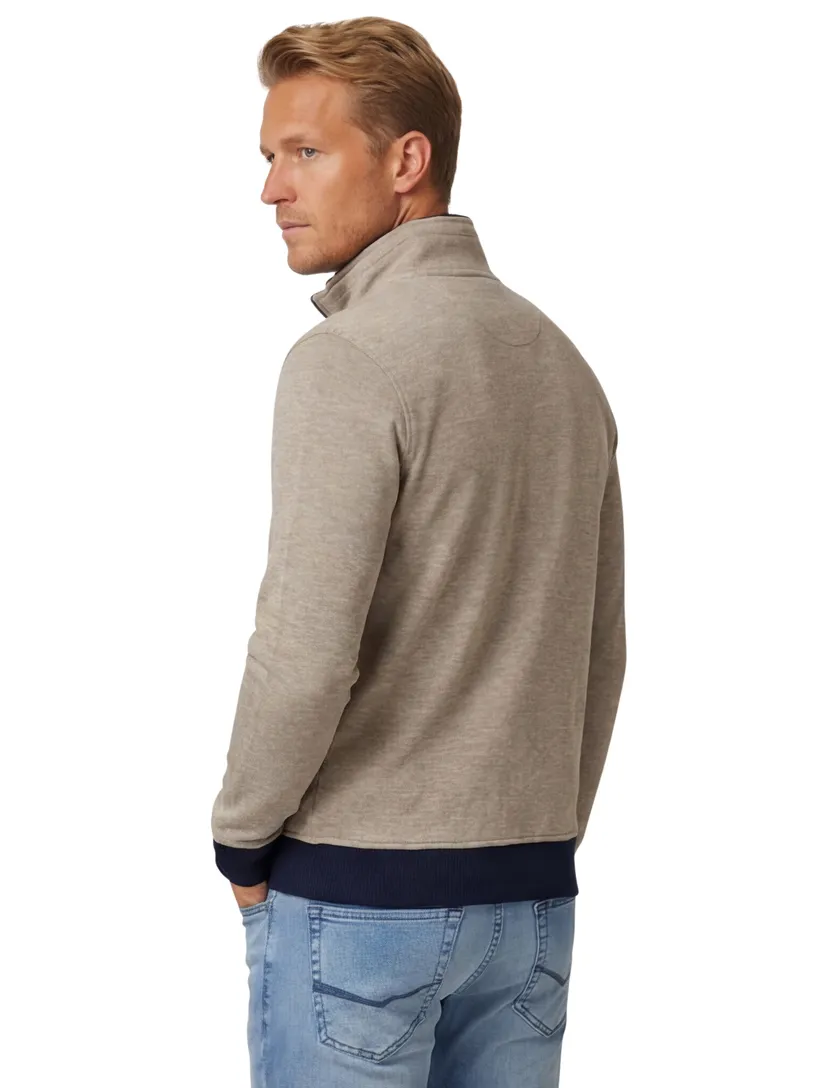 Baileys vest opstaande kraag beige rits effen 100% katoen