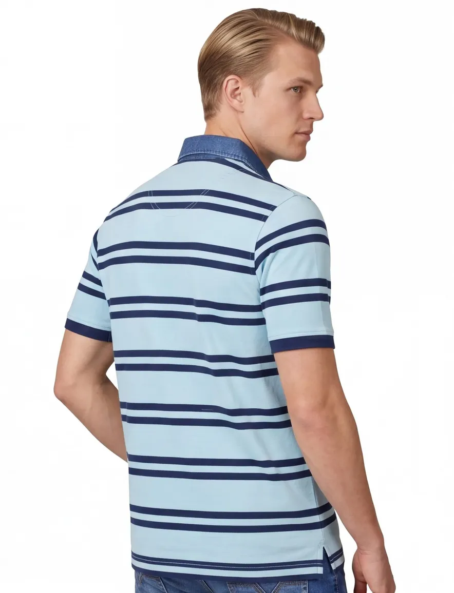 Poloshirt Baileys Pique blauw gestreept