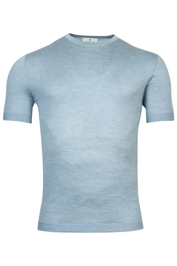 Thomas Maine Thomas Maine T-shirt blauw effen korte mouwen