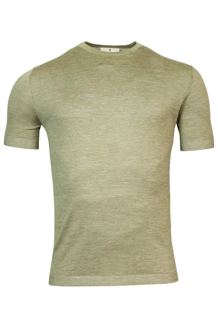T-shirt Thomas Maine groen effen korte mouw