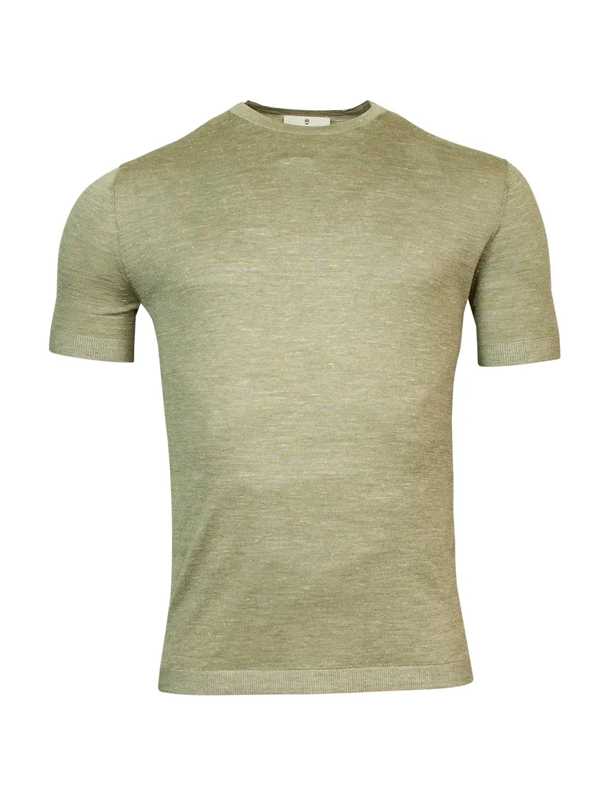 T-shirt Thomas Maine groen effen ronde hals