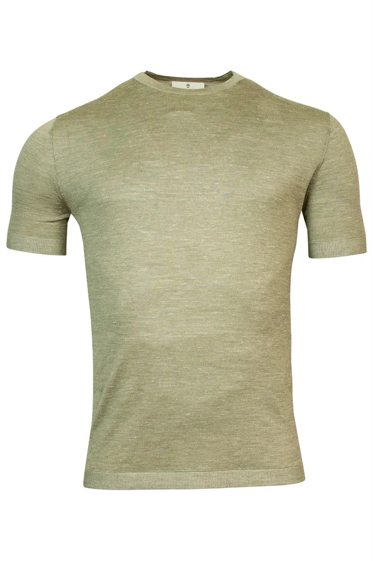 T-shirt Thomas Maine groen effen
