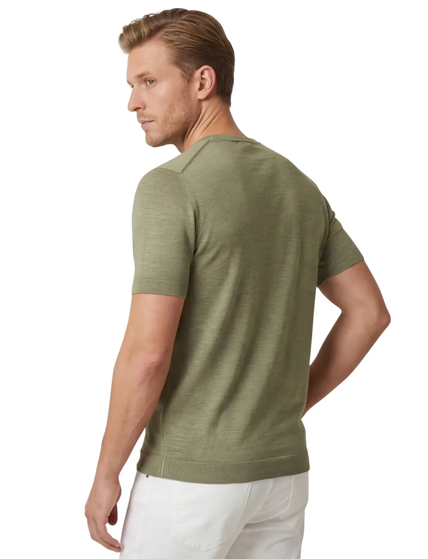 T-shirt Thomas Maine groen effen korte mouw