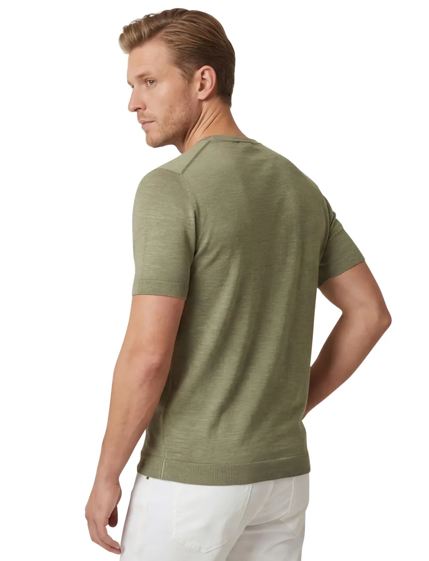 T-shirt Thomas Maine groen effen