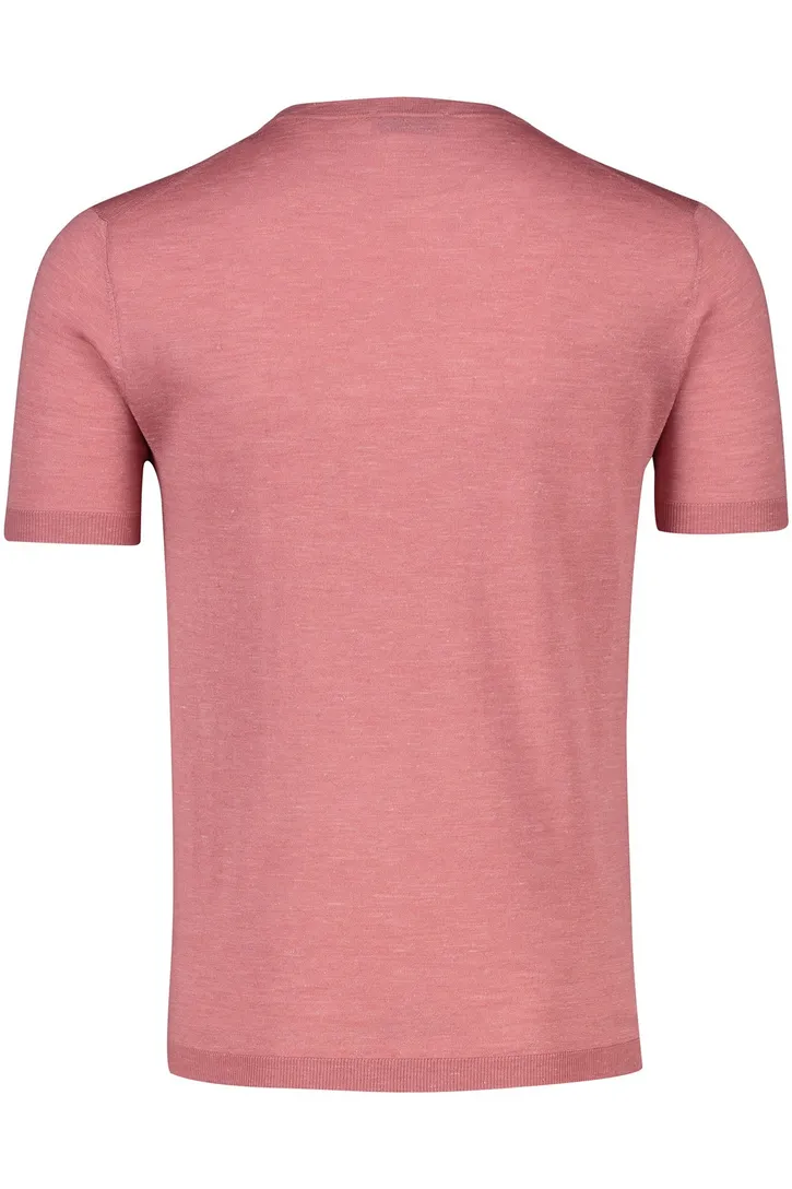 Thomas Maine T-shirt lichtroze effen merinowol ronde hals