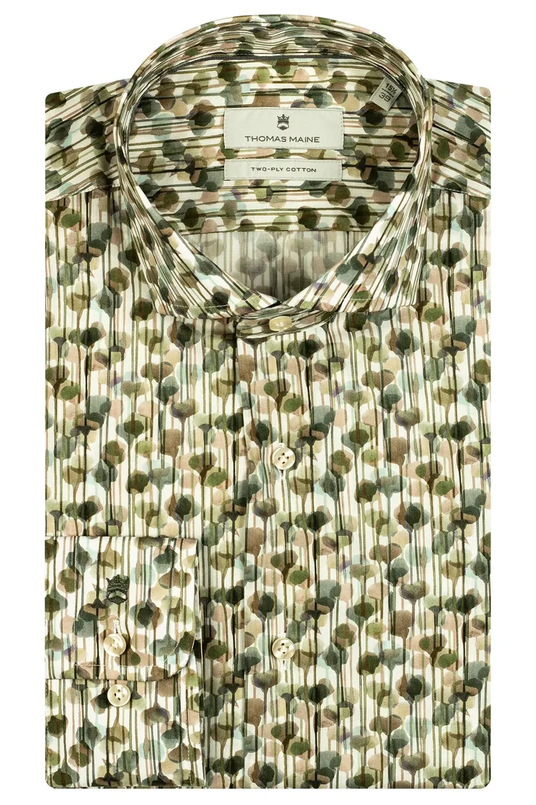 Thomas Maine overhemd groen print