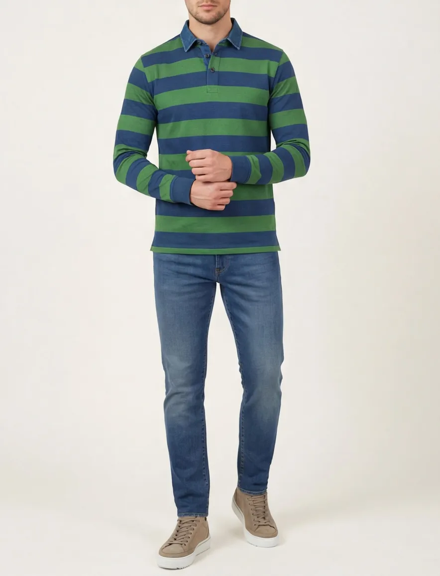 Baileys rugby blauw groen streep