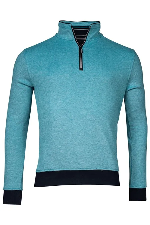 Baileys sweater turquoise katoen met rits