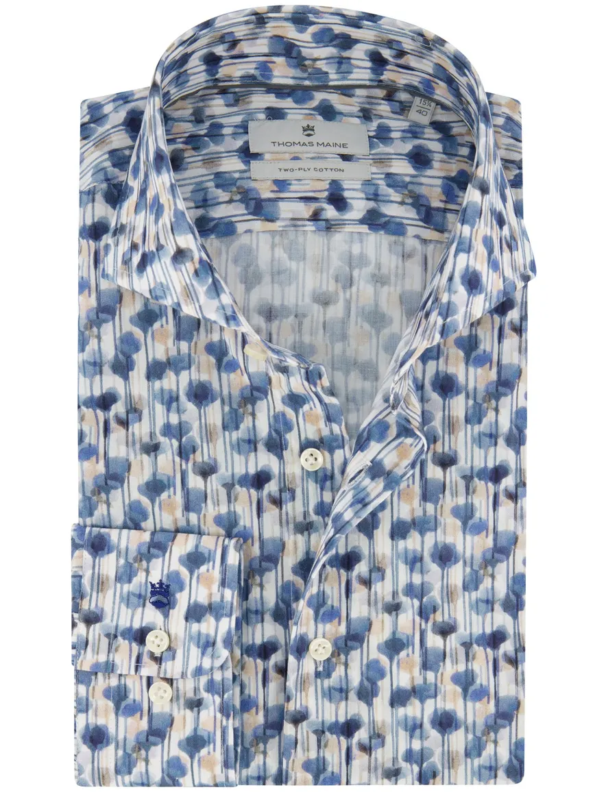 Thomas Maine overhemd blauw mouwlengte 7