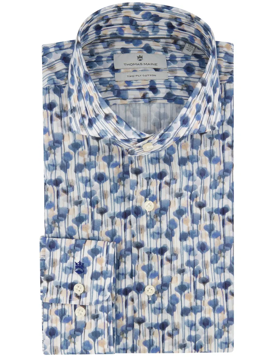 Thomas Maine overhemd blauw mouwlengte 7