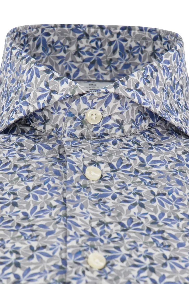 Blauw geprint Thomas Maine casual overhemd normale fit katoen