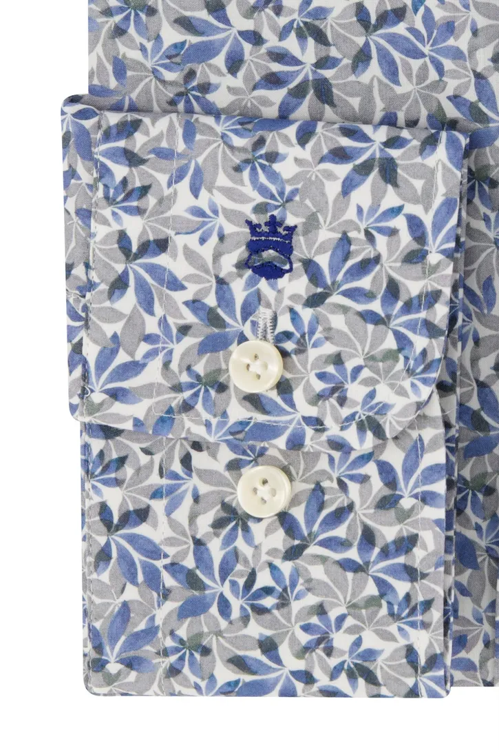 Blauw geprint Thomas Maine casual overhemd normale fit katoen