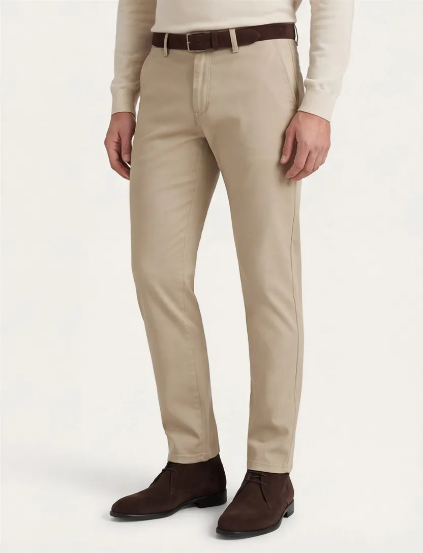Gardeur Benito broek beige effen katoen